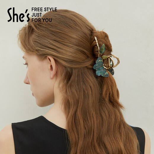 She s Qianzi colorful butterfly dream embroidered butterfly clip back of the head shark hair clip birthday gift for girlfriend