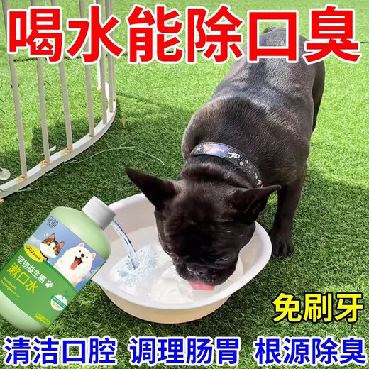 Pet mouthwash for cats and dogs, toothbrushing water with probiotics to remove bad breath without brushing, pet mouthwash 300ml 2 bottles