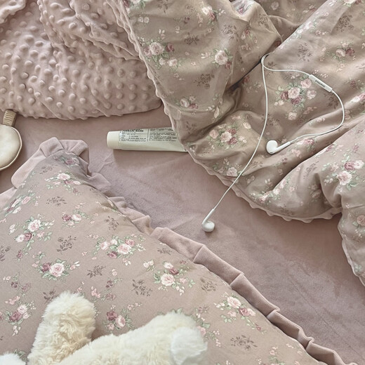 YOLANNA Luolai 2025 autumn and winter new product cotton plus velvet baby velvet craft bean velvet quilt cover bed sheet four-piece set Fenyuan bed sheet style 1.2m three-piece set
