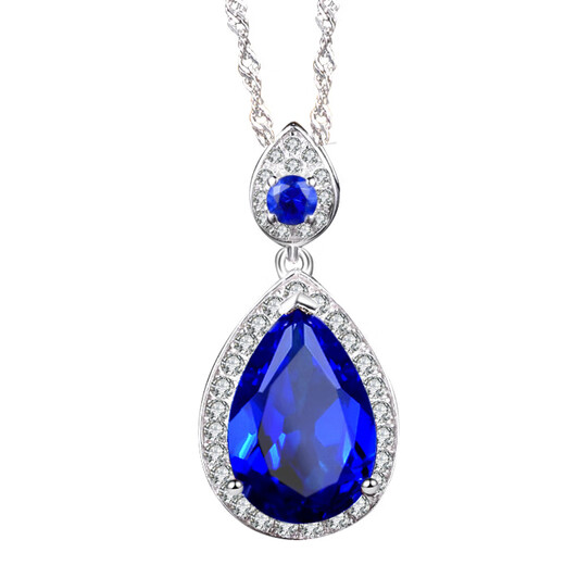 Ten-leaf sapphire pendant for women Japanese and Korean sterling silver plated 18k gold colored gemstone necklace precious gemstone tanzanite accessories
