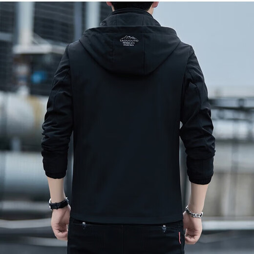 Hooded Jacket 2025 Men's Spring and Autumn New Loose Jacket Men's Trendy Versatile Windproof Jacket 8188 Black XL Recommended 115-130 Jin Jin equals 0.5 kg