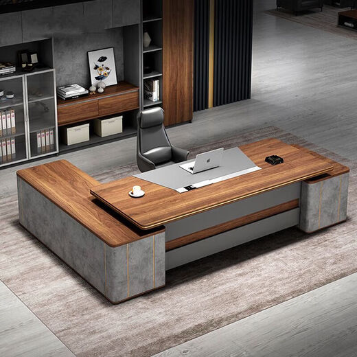 Boss desk light luxury executive desk office president desk manager desk simple modern office desk and chair combination 2.2 meters boss table left side cabinet