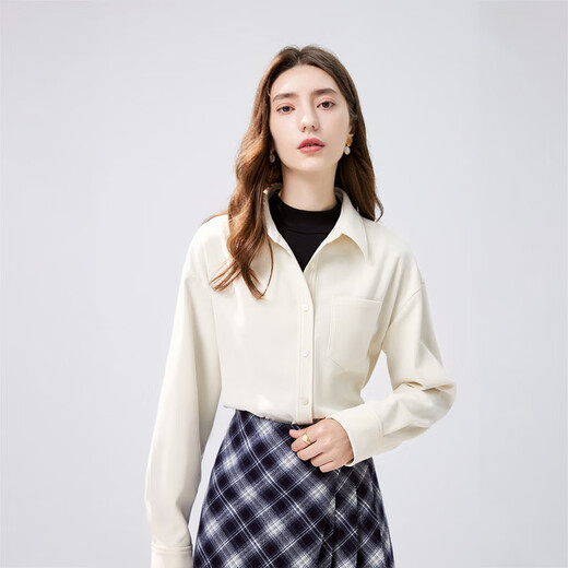 Qiushui Yiren Workplace OL Style Classic Lapel Shirt 2024 Winter New Style Women's Commuting Versatile Bottoming Top