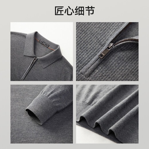 EMZ Ordos Wool Cashmere Autumn and Winter Antibacterial Thickened Half-Zip Business Casual Knitted Bottoming Sweater for Men Dark Gray M Recommended Height 165/Weight 120-130 Jin Jin equals 0.5 kg