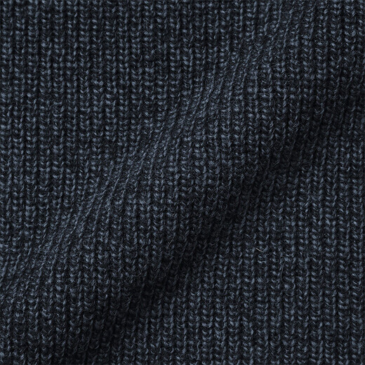 MUJI Men's Wool Medium Gauge Ribbed Knit Half-Zip Sweater 25 Years Winter Men's Clothing AA0TWA5A Smoked Blue M (170/92A)