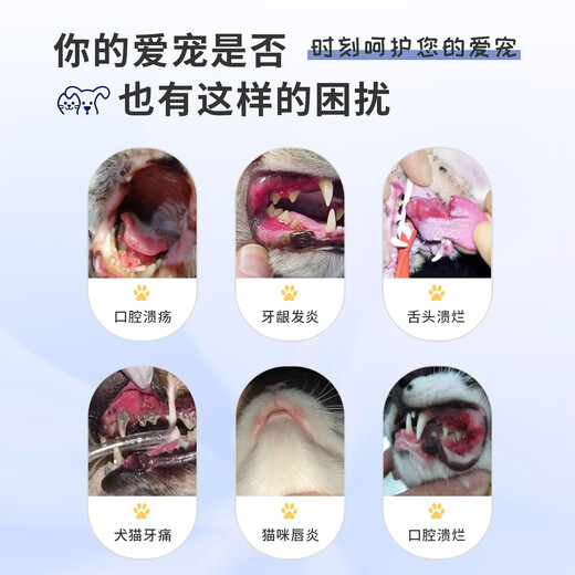 Dr. Vite's Cat Stomatitis Package Stomatitis Spray for dogs with oral ulcers, red and swollen gums and drooling, cleaning bad breath and removing odor, 1 box of stomatitis tablets (16 tablets/box)