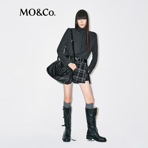 MO&Co. Tops 2025 new winter products include Tencel wool knotted pile collar, loose high-intelligence gray tone MBE4TOPT03 dark floral gray M /165