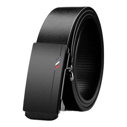 Men's belt, toothless inner trouser belt, men's business casual, middle-aged and young people's automatic buckle trouser belt, Korean style trendy belt, black, business color, 120cm
