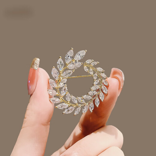 SNQP Xiaoxiang brooch women's exquisite corsage creative anti-exposure buckle pin collar suit jacket style accessories circle wheat ear-brooch