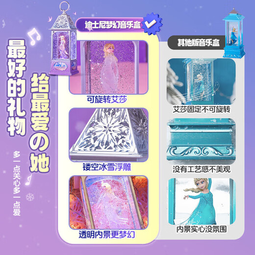 迪士尼（Disney）透明旋转音乐盒冰雪奇缘艾莎公主八音水晶球10岁女孩生日礼物风灯
