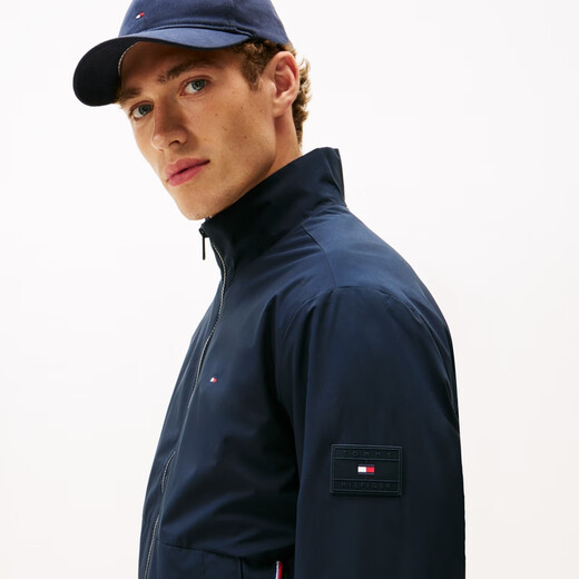 Tommy Hilfiger Casual Stand Collar Men's Colorblock Trimmed Pockets Commuting Business Executive Single Jacket