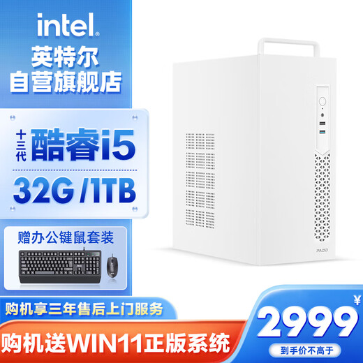 Intel Lingxi 510 desktop computer (i5 13400 32G 1T SSD business keyboard and mouse) WIFi6 commercial office machine mini single host
