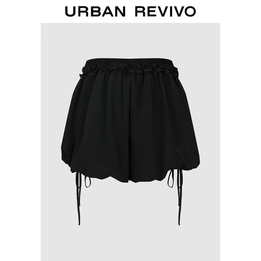 UR2025 Autumn New Women's Ballet Style Pleated Lace Loose Shorts UYL650084 Black S