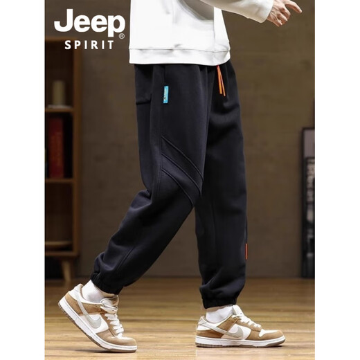 JEEP SPIRIT Jeep Casual Pants Men's 2025 New Large Size Sports Pants Men's Autumn Loose Casual Versatile Leg-length Pants Black Spring and Autumn XL