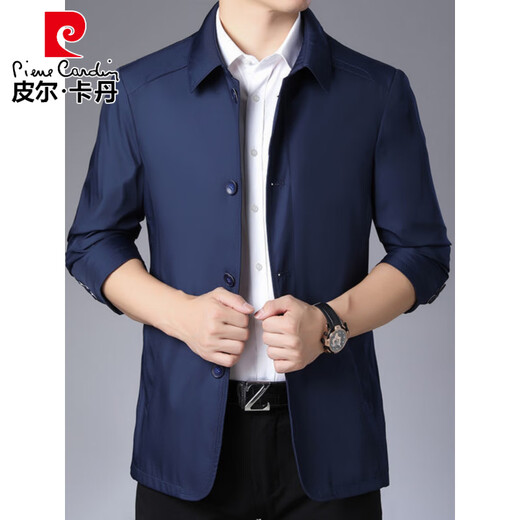 皮尔卡丹（pierre cardin）新款春秋薄款中年男装夹克衫中老年休闲男士上衣爸爸纽扣外套新品 纽扣款-卡其色 M 17088A 建议90-105斤