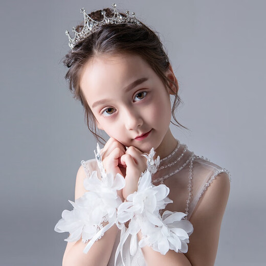 Miaopule white gloves etiquette children's wedding dress gloves princess girls girls performance dance flower girl birthday super elastic five mesh elastic style - white 4-8 years old super elastic