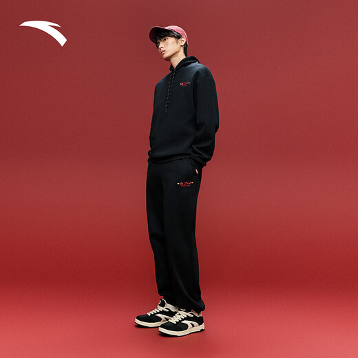 ANTA Good things happen | Velvet casual sweatpants for men and women, spring loose-fitting knitted sports long pants