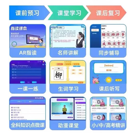 Step-by-step learning machine tablet computer for first grade to middle school and high school students English learning machine primary school reading machine Sky Blue Full subject synchronization + permanent free 12+512 official standard configuration