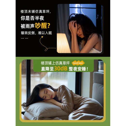 Canopy silencer mat, simulated lawn, fake turf, anti-drip, silent artifact, roof iron sheet, noise reduction and heat insulation on rainy days, 4cm special thick, upgraded version (4m wide*1m