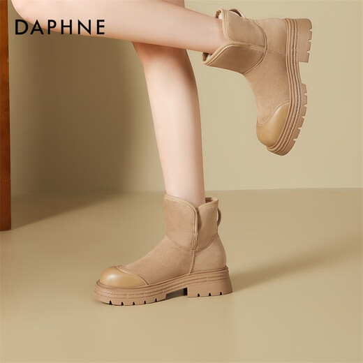 Daphne thick-soled snow boots for women, new winter style plus velvet short boots, cotton shoes for women 4025607033 Khaki 38