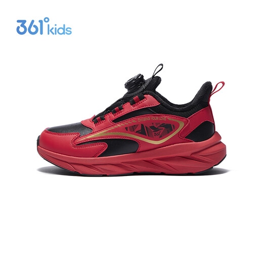 361 Children's Cotton Shoes 2025 Winter Men's and Women's Small, Medium and Large Children's Leather and Velvet Warm and Flexible Sports Running Shoes Red 35