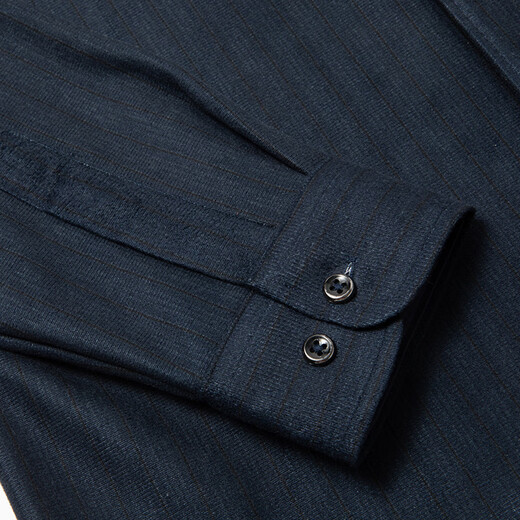 Li Meng winter men's warm shirt plus velvet thickened long-sleeved plaid shirt middle-aged dad wear 331 navy strip 2XL