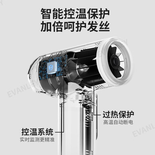 EVANLEY German Wireless Hair Dryer Rechargeable Student Dormitory Special Unplugged Battery Hair Dryer USB Hair Dryer Adjustable Hot and Cold Low Power Not Harmful to Hair Art Exam Portable 100,000 RPM - High Configuration Can Blow Hot Air Without Plug-in - Ivory White