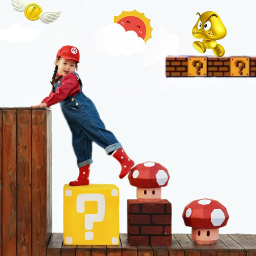 Timminy Halloween Mario cos clothes children's overalls primary school students costumes cosplay Mary costume single piece short-sleeved 120cm