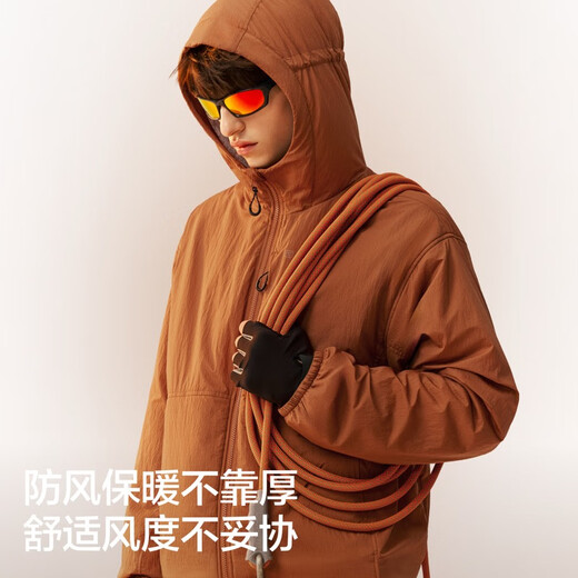 Jiao Nei Wang Yibo's same style Hot leather 502++ men's windproof sugar velvet hooded soft shell functional jacket autumn and winter Wang Yibo's same style dry tea brown and black L