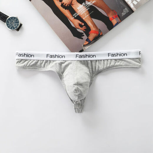 2-pack men's single thong modal mid-low waist sexy thong T-pants, comfortable and breathable white body shaping triangle white + black 2-pack S