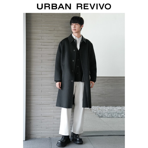 UR2025 new winter men's urban simple lapel pocket wool coat UMF150075 dark gray S