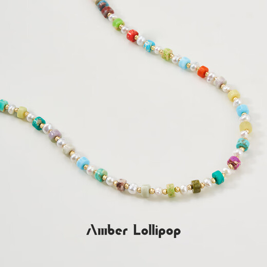 Amber Lollipop white Baihe same necklace women's dopamine clavicle necklace anniversary birthday gift for girlfriend and wife color (freshwater pearl)