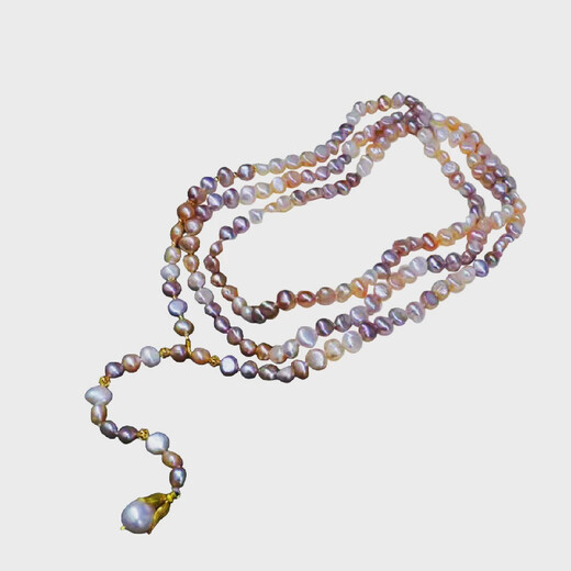 Disha designed natural strong light mixed color pearl baroque style sweater chain pendant mixed color 8-9MM pearl 90cm