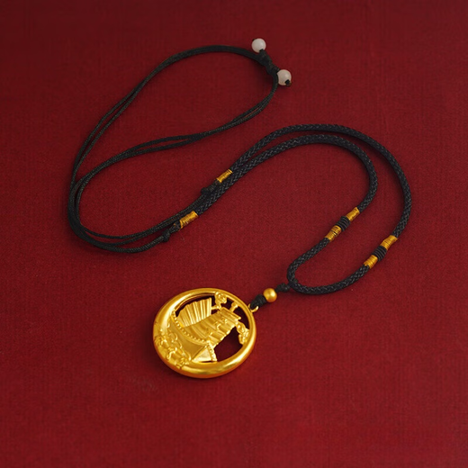 Yongsi Lao Phoenix 999 Imitation Gold Pure Gold Lanyard Pendant for Men and Women Imitation Gold Peace Buckle Necklace Taiping Pendant Lotus Year Fish