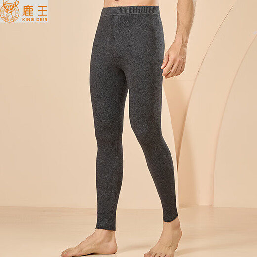KING DEER 100 Pure Cashmere Men's Thickened Coldproof High Waist Women's Slim Leggings Men's Dark Gray 2XL
