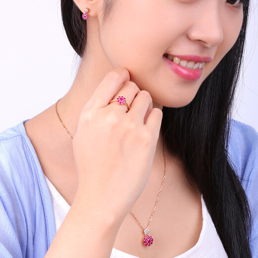 COASZE Burmese ruby ring 0.7 carat 18K gold inlay rose flower style birthday gift for girlfriend and wife ruby ring size message (number 7 to 23) ready stock