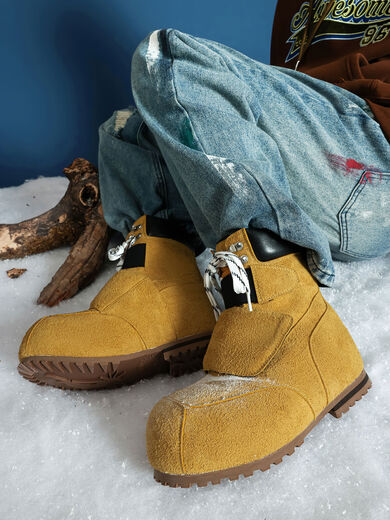 Snow boots 2025 winter thick-soled versatile Martin boots for men and women couples shoes thickened cold-proof and warm ski boots yellow 36 36