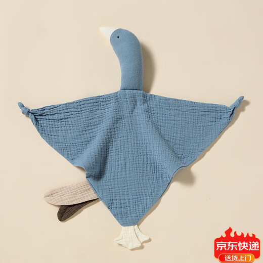 Jingmengyuan crumpled cloth comfort napkin baby can bite the doll sleep baby to sleep pure cotton gauze little swan hand puppet green cherry (goose) 1 pack