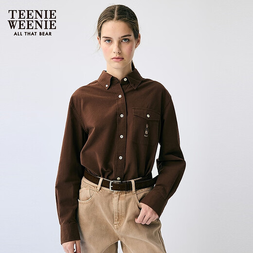 Teenie Weenie Bear Women's Shirt 2025 Autumn New Simple and Elegant Fashion Embroidered Long Sleeve Shirt