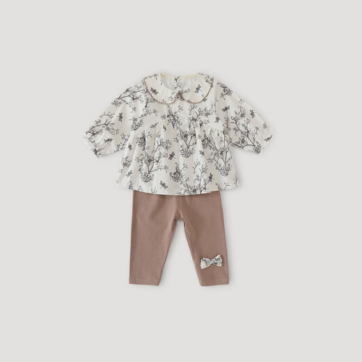 巴厘小猪女童秋装2025新款女宝宝两件套森系分体衣ins风春秋衣服儿童套装 时光清浅 80 cm