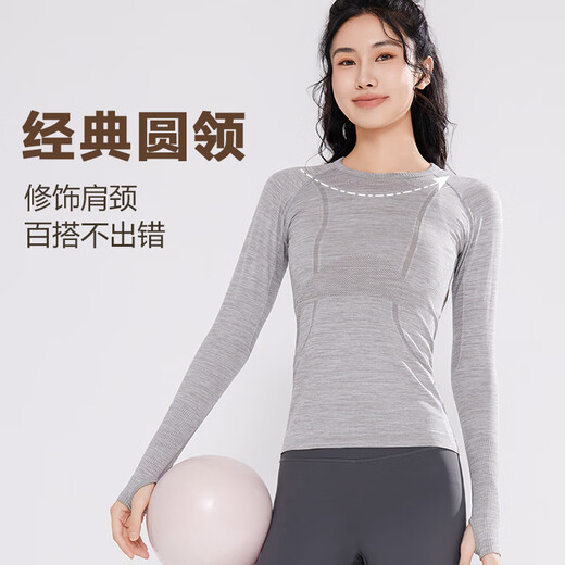 VICTORIATOURIST Sports T-shirt Women's Autumn and Winter Yoga Wear Tops Running Fitness Wear Pilates Training Slim Long Sleeve Bottoming Shirt Black M