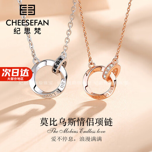 Ji Sifan Light Luxury Fashion Jewelry Moebius Couple Necklace Women's Valentine's Day Birthday Gift for Girlfriend Couple Couple SF Air Freight, Can Be Engraved