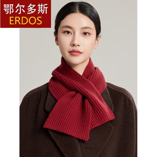 Erdos Ordos Pure Wool Red Buff for Women in Winter Red Buff Buff Buff Buff Cumpleaños Año Nuevo W12406-WINE ROJO 180cm*30 cm