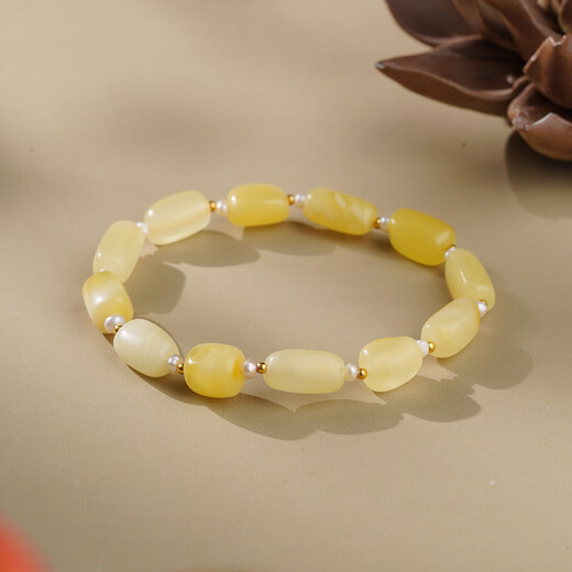 Potala Palace unique beeswax single circle bracelet for men and women with pearls 925 silver transfer beads bracelet as a birthday gift for girlfriend