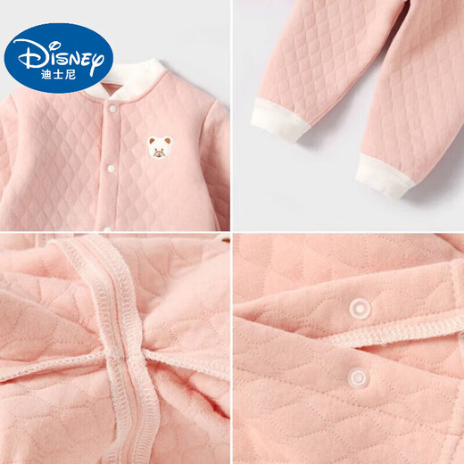 迪士尼（Disney）新生儿套装宝宝保暖内衣婴儿衣服夹棉秋衣秋裤外穿加厚儿童秋冬季 粉色小熊(夹棉) 100 建议90-100cm1岁半-2岁cm