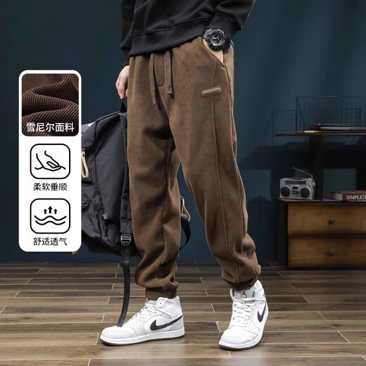 Clearance leakage corduroy casual pants for men in autumn and winter loose leggings sweatpants thickened warm workwear sweatpants Factory direct sales high quality clearance leakage K162 plus velvet gray 4XL Recommended weight 160-170Jin Jin equals 0.5kg Can be worn