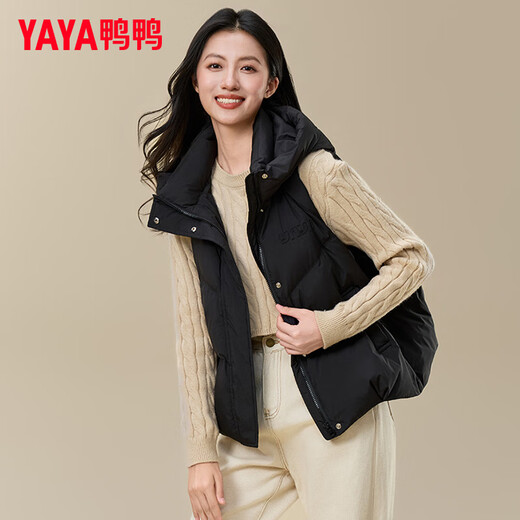 Yaya (YAYA) Down Vest Women's Outer Wear 2025 New Parent-child Clothing Fashion Korean Style Loose Trendy Casual Warm Waistcoat HF Black M (170) Adult Clothing