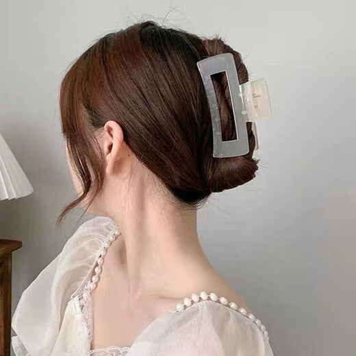 Simple Square Hair Clip for Women Elegant and Temperamental Jelly Color Acrylic Shark Clip Headwear Back of Head Hair Clip Square Jelly Green 8.5CM