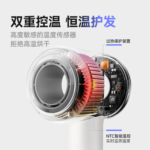 AUX hair dryer high-speed hollow leafless household silent hair care ion high-power non-harming hair dryer for blowing hair with strong wind constant temperature quick-drying portable hair dryer birthday gift