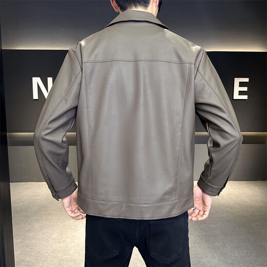 FUGUINIAO Men's Leather Jacket 2025 Autumn New Lapel Handsome Workwear Youth PU Jacket Versatile Fashion Top Black L